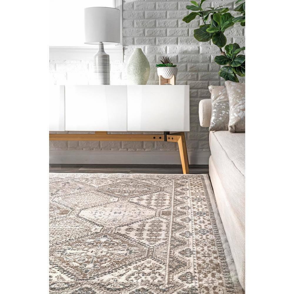 Nuloom 5x8 Becca  Tiled Indoor Area Rug, Beige, Faded Transitional Design, Stain Resistant, BedroomLiving Room, Kitchen,