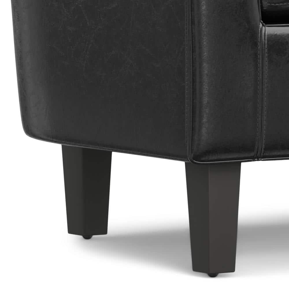 Simpli Home Austin 30"W Upholstered Vegan Faux Leather Contemporary Tub Accent Chair with High Arms and Deep Seat
