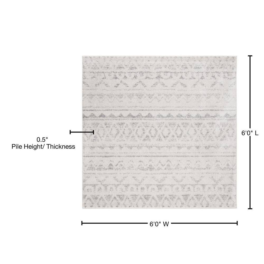 Adirondack ADR119 Machine Made Indoor Area Rug - Ivory/Silver - 6'x6' - Safavieh