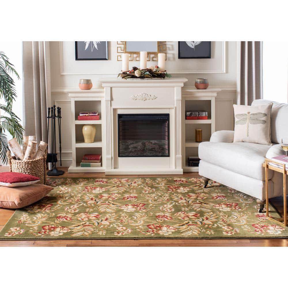 SAFAVIEH Lyndhurst Clara Floral Area Rug, Sage, 5'3" x 7'6"