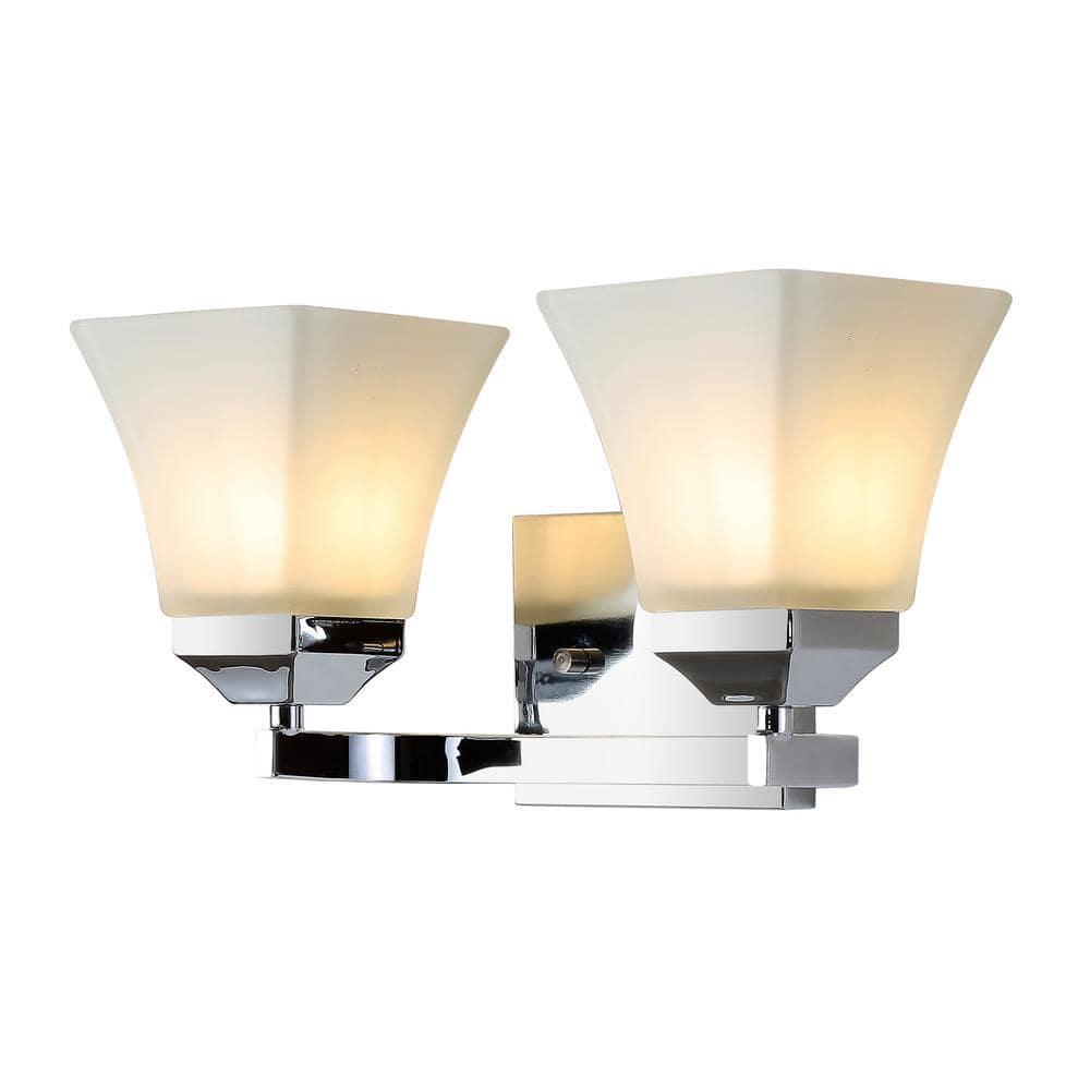 Staunton Chrome 2-Light LED Vanity Light with Glass Shades