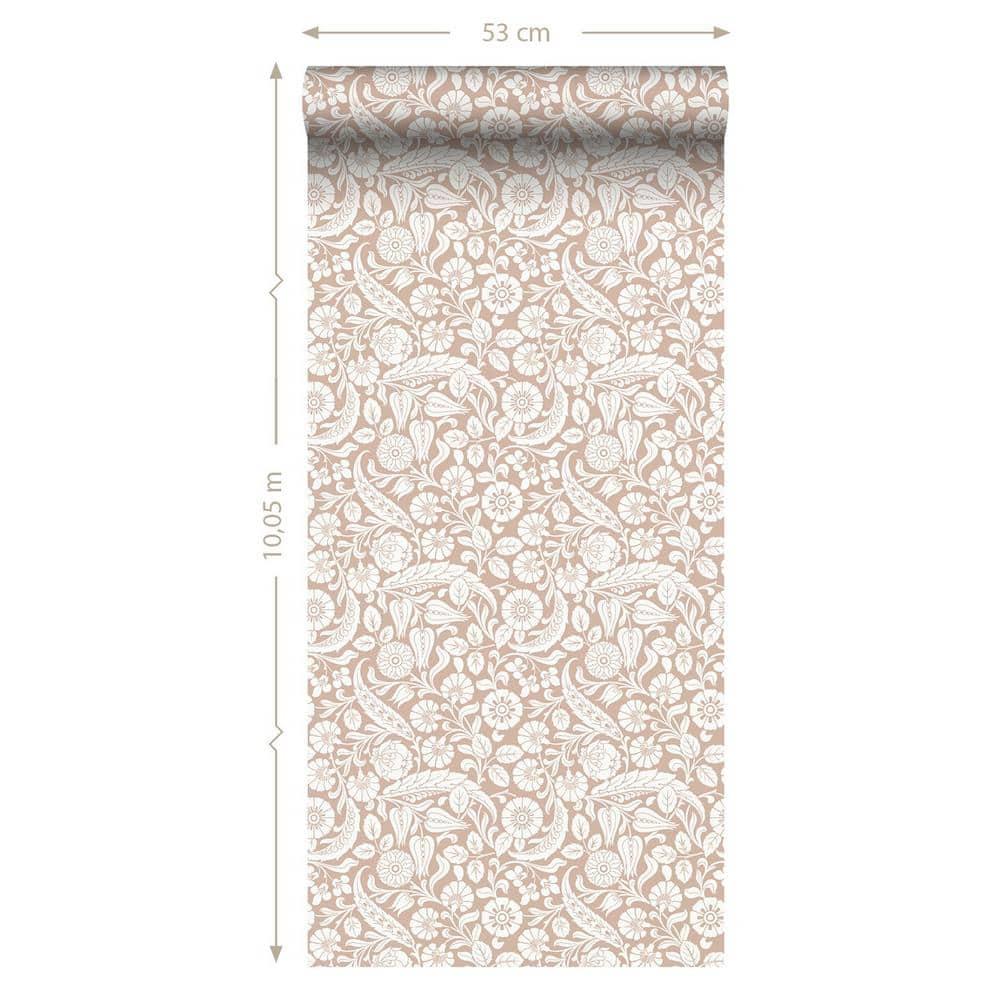Design Department Cordelia Pink Baroque Blooms Wallpaper, 20.9-in by 33-ft