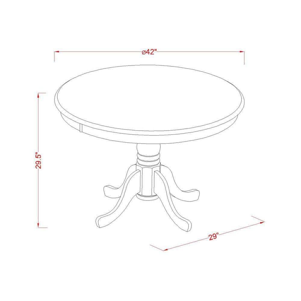 East West Furniture 3 Piece Dining Room Table Set Contains a Round Kitchen Table with Pedestal