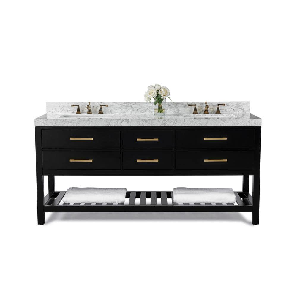 Ancerre Designs Elizabeth 72" Wood Bathroom Vanity Set in Black Onyx