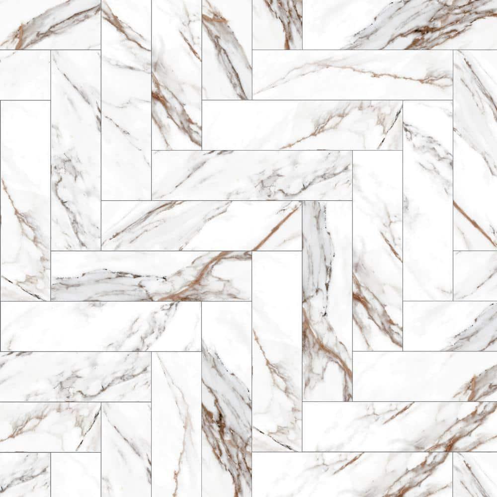 Elegance Gold Subway 3.15 in. x 12.99 in. Matte Porcelain Marble look Floor and Wall Tile (9.04 sq. ft./Case)