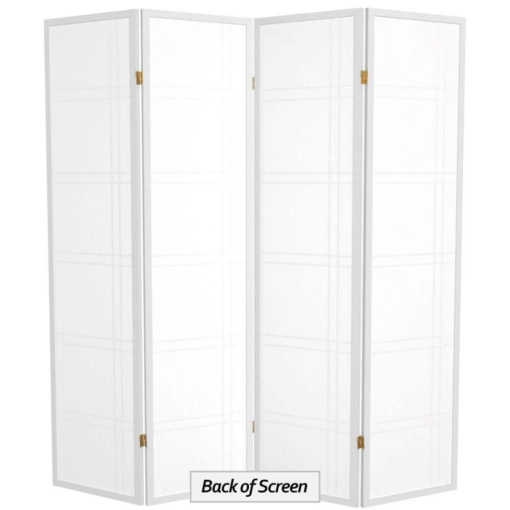 6 ft. Tall Double Cross Shoji Screen - White (4 Panels): Hardwood Frame, Metal Hinges, Lightweight