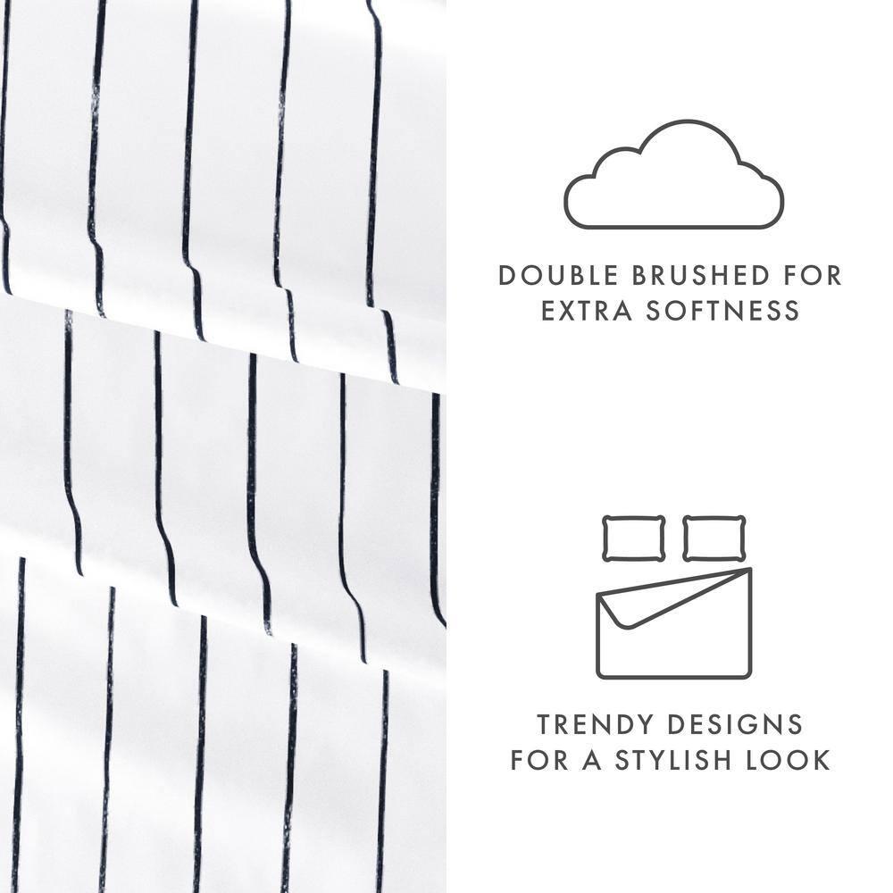 IEnjoy Home Distressed Navy Coastal Stripe Pattern Microfiber Sheet Set