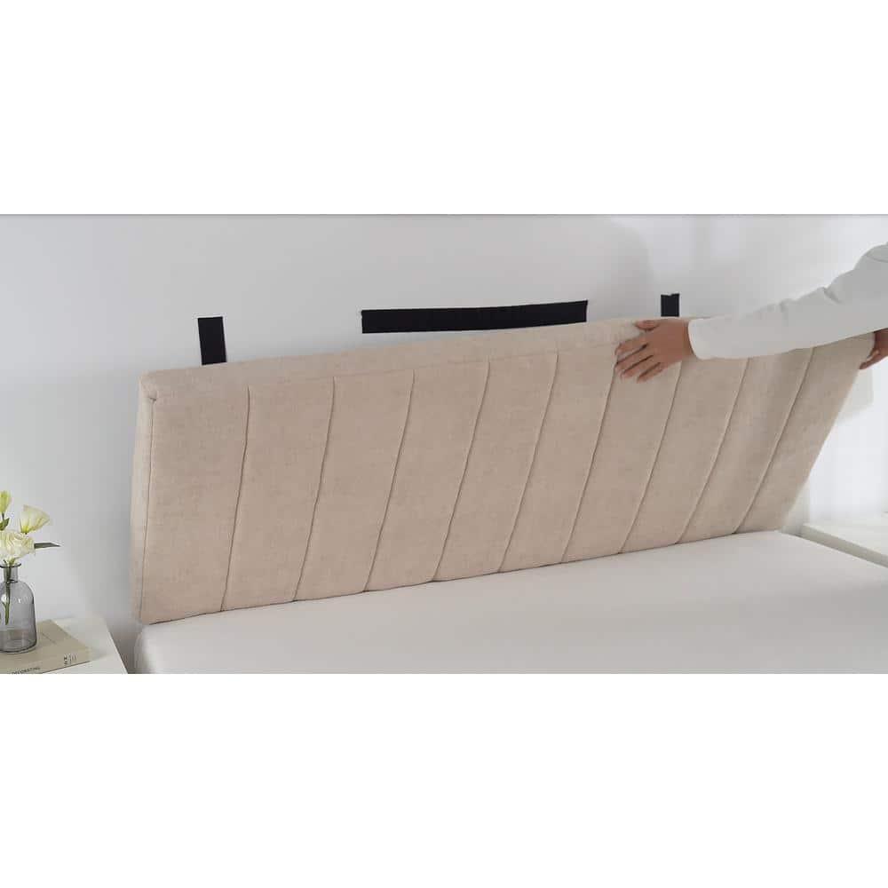 Upholstered Queen Headboard - Easy Assemble Wall Mounted Headboard with 3D Soundproof Wall Panels for Queen Size Bed - Beige