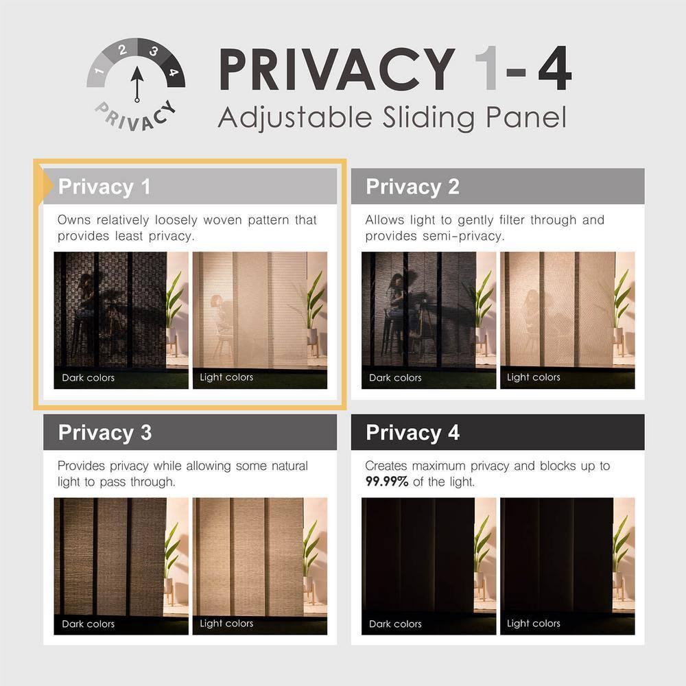 Bishop Sheer Adjustable Sliding Hanging Room Divider with 23 in. Slats Up to 86 in. W x 96 in. L