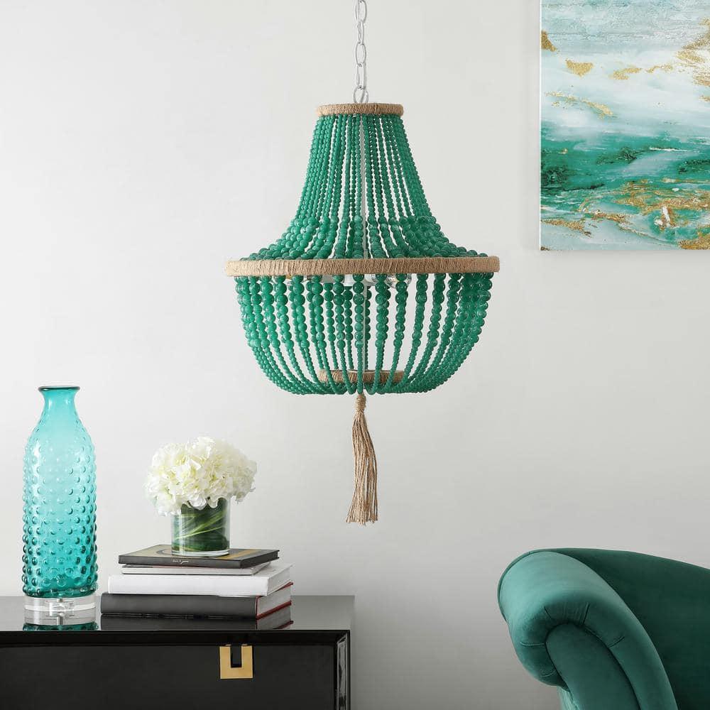 Lush Kristi Beads Pendant Lamp - LIT4477 - Green - Safavieh