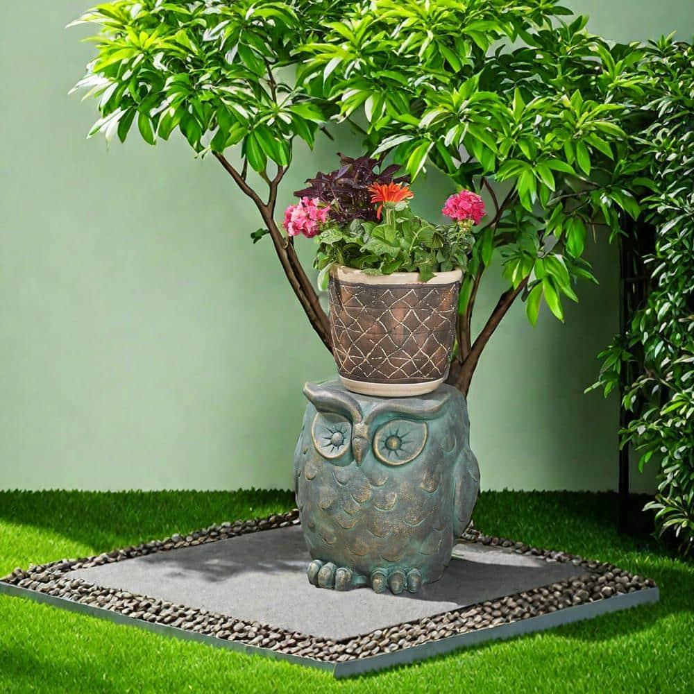 Christopher Knight Home Agnes Owl Garden Stool, Lightweight Concrete, Gold Patina Finish