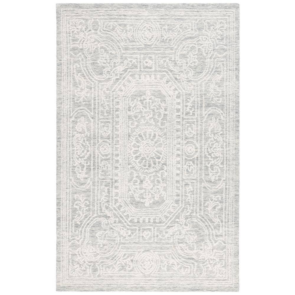 Ebony EBN310 Hand Tufted Indoor Area Rug - Ivory/Grey - 4'x6' - Safavieh