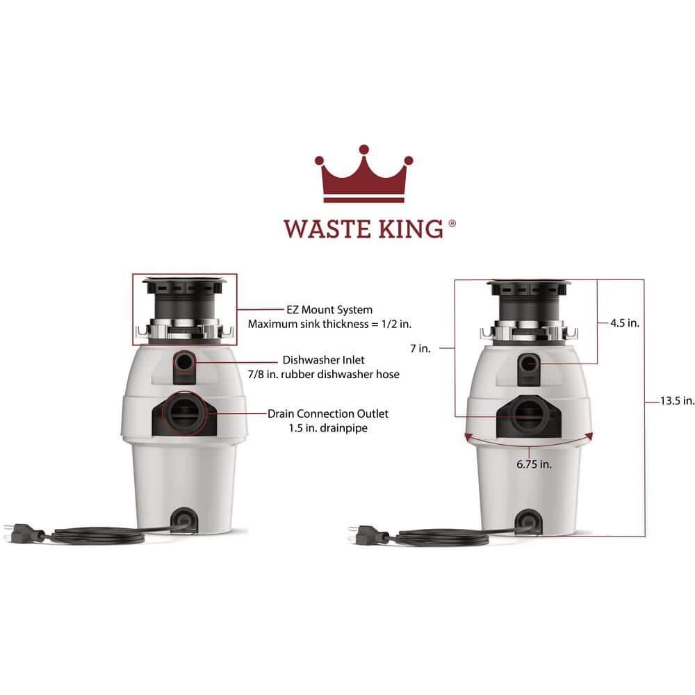 Waste King Legend Garbage Disposers HP Continuous Garbage Disposal