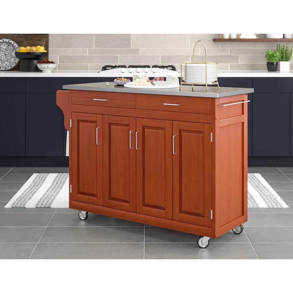 Homestyles Create-a-Cart Wood Rolling Kitchen Cart in Brown