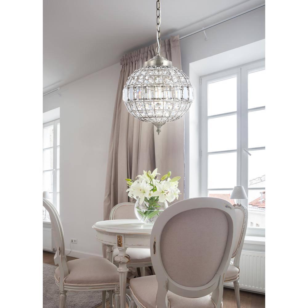 JONATHAN Y Georgina 12" Crystal/Metal LED Pendant Pendant, Antique Brass