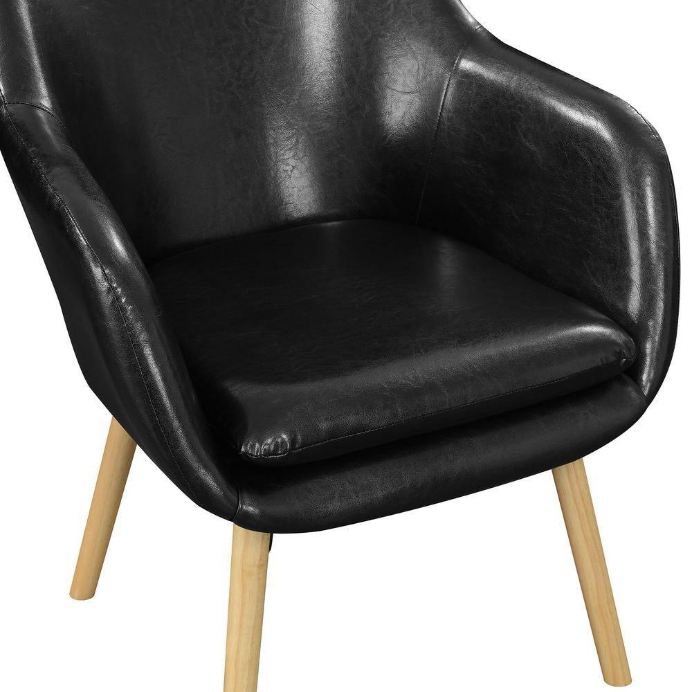 Convenience Concepts Take a Seat Charlotte Wingback Accent Armchair, Black Faux Leather, All Ages