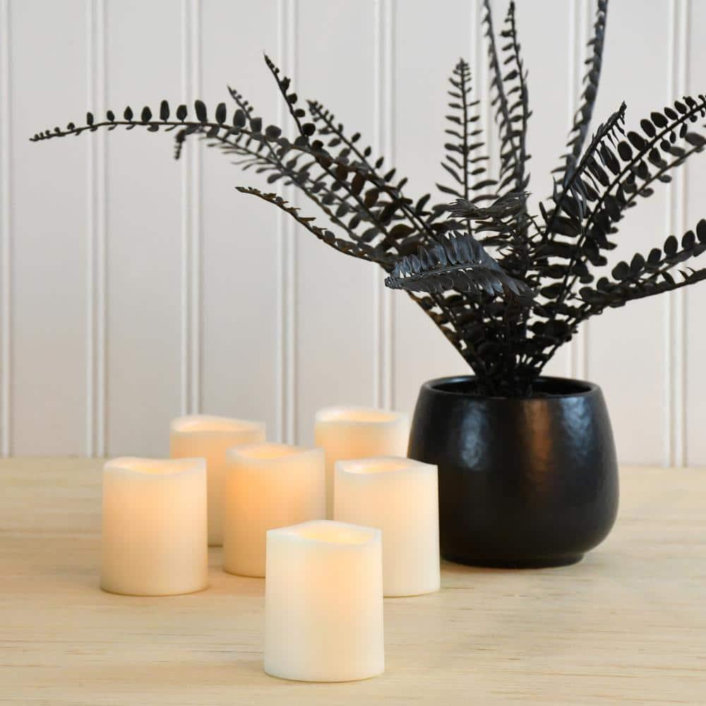 LumaBase Battery Operated LED Mini Pillar Candles - Set of 6