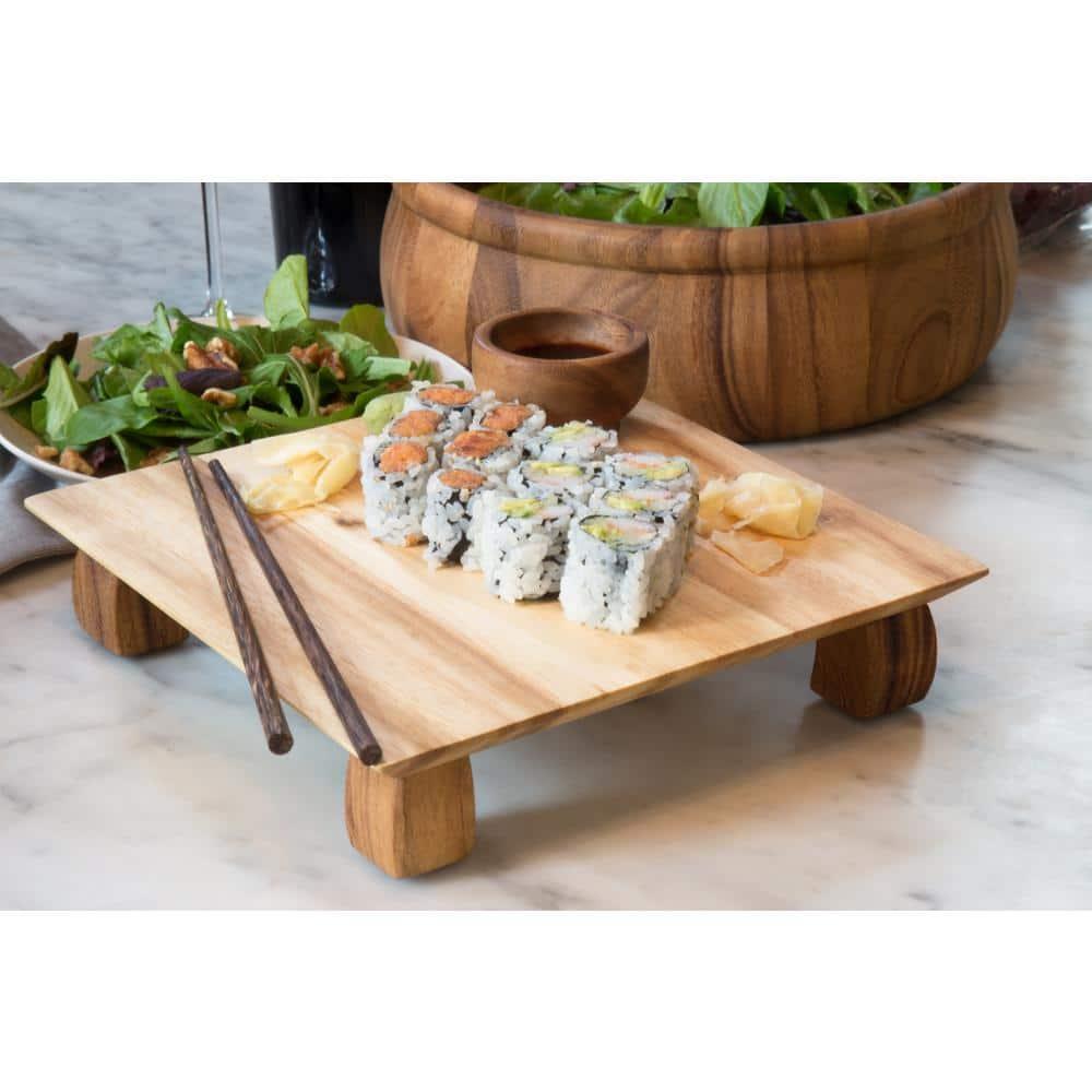 Ironwood Gourmet Kyoto Sushi Stand, Acacia Wood Brown 10 x 10 x 2.25 inches