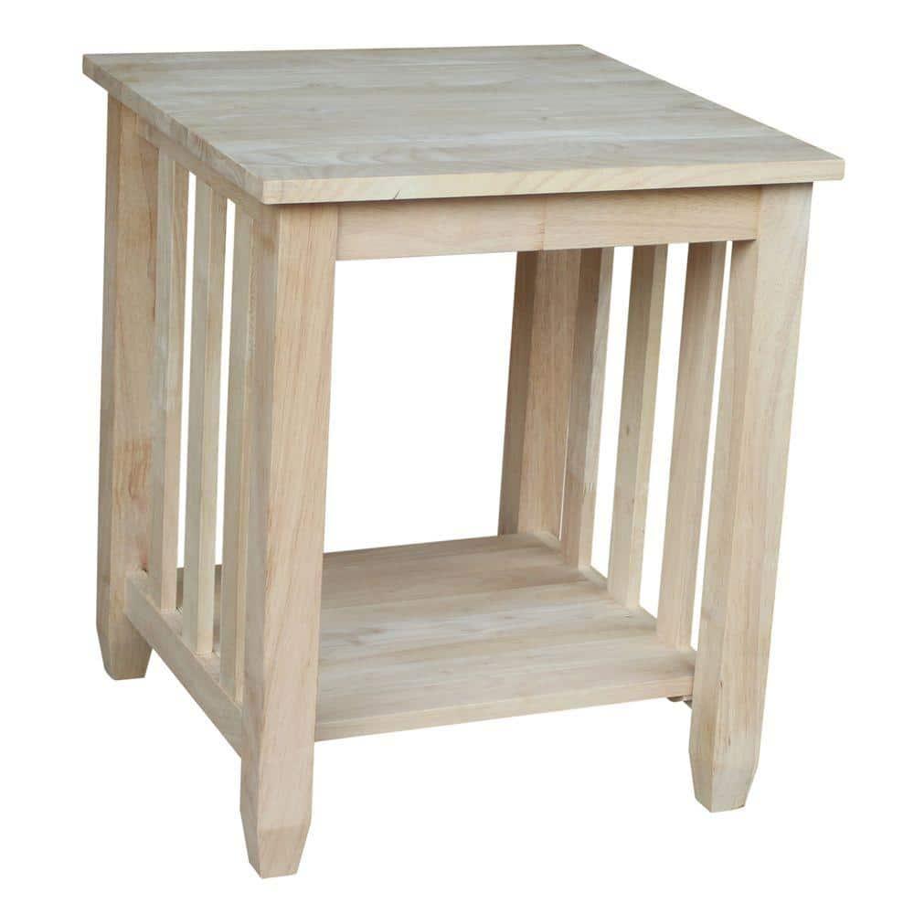 International Concepts Mission Tall End Table: Hardwood Frame, Square Shape, 25" Height, Shelf Storage