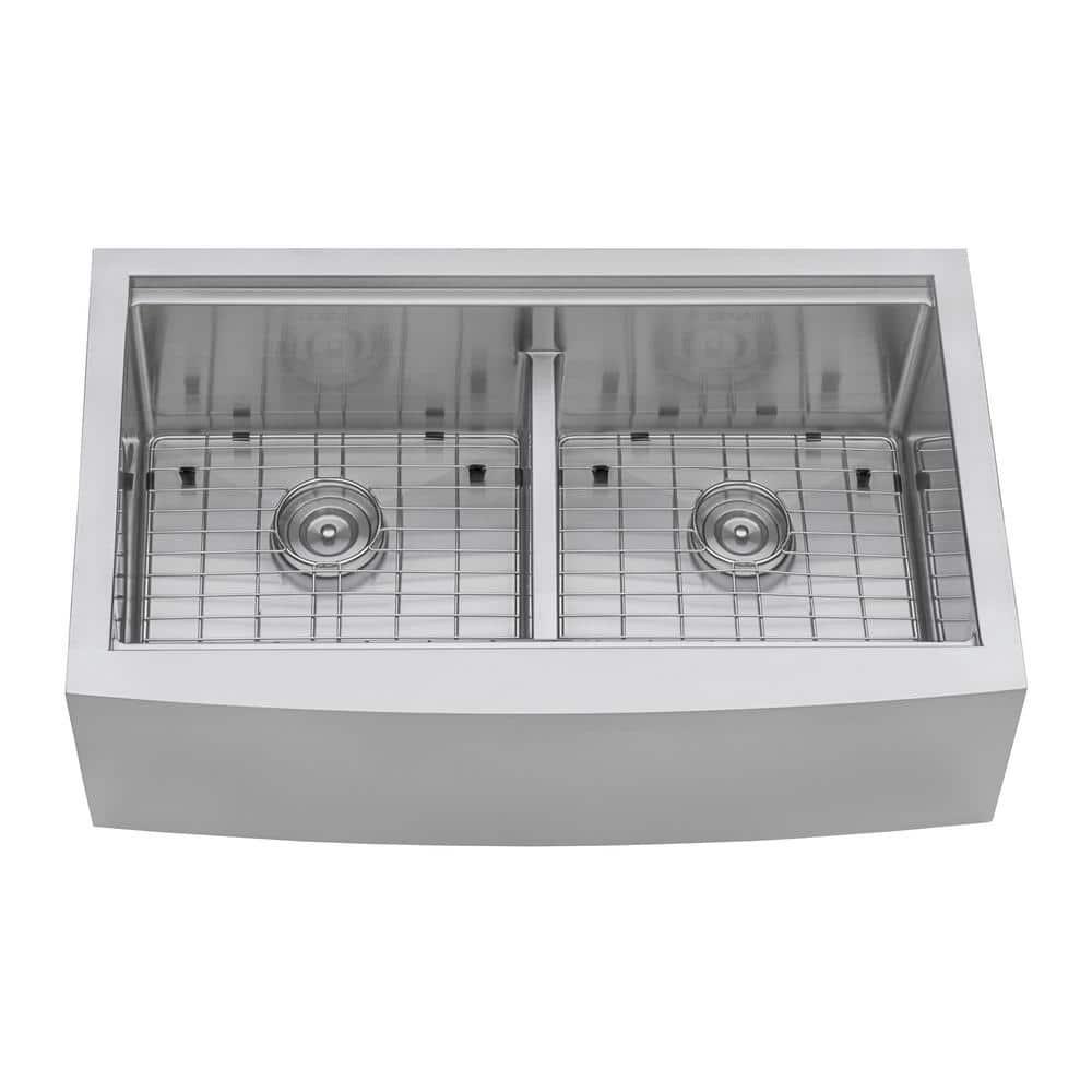 Ruvati RVH9301 Ruvati 36" Apron-front Workstation Low-Divide 50/50 Farmhouse Kitchen Sink Stainless Steel