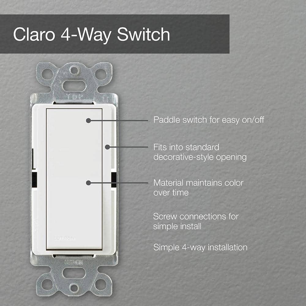 Lutron Claro Satin Colors 15 Amp 4-Way Switch, SC-4PS-MN, Midnight