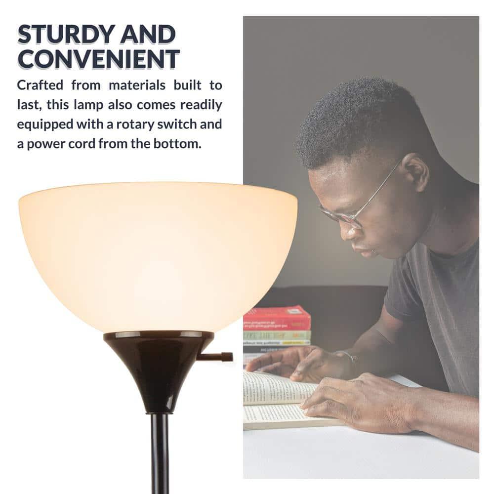 Henry 71" Torchiere Standing Floor Lamp by Newhouse Lighting, Black