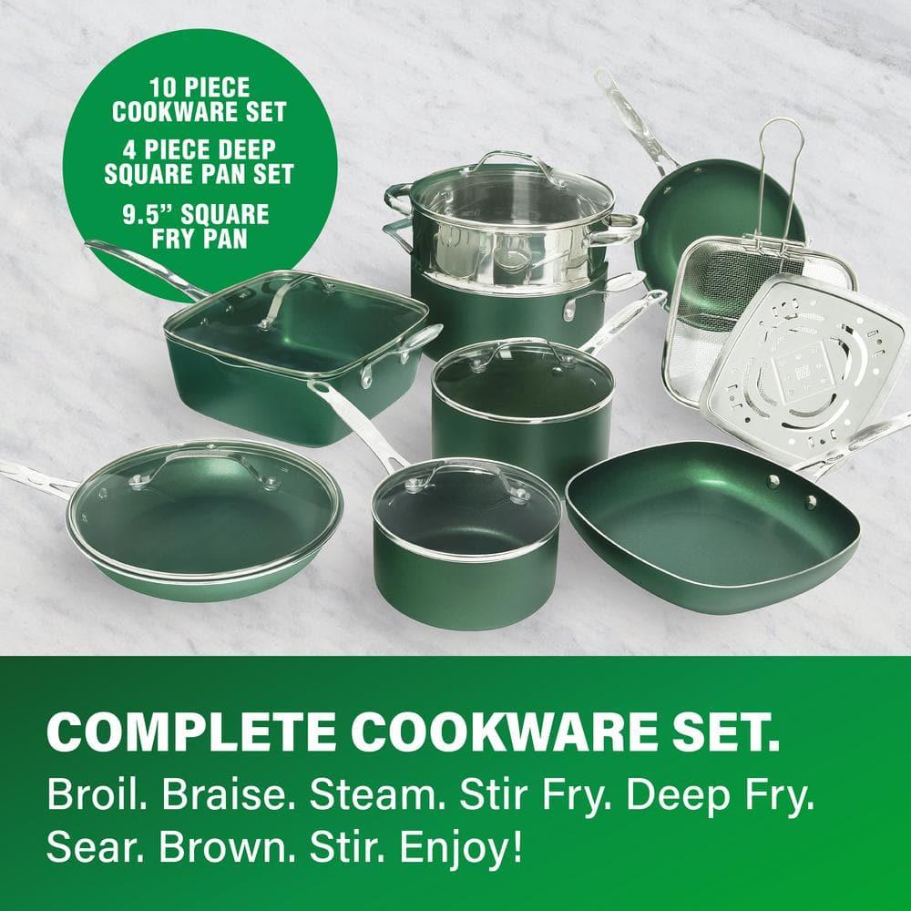 Granitestone Blue 20 Piece Aluminum Non Stick Cookware & Bakeware Set with Ultra Nonstick Surface, Oven & Dishwasher Safe