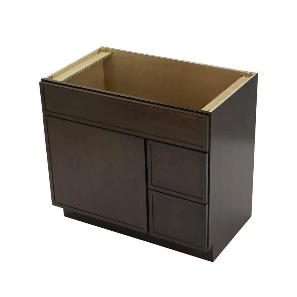 36" W Birch Plywood Freestanding Single Base 2 Drawers Storage Cabinet with Soft Close Door