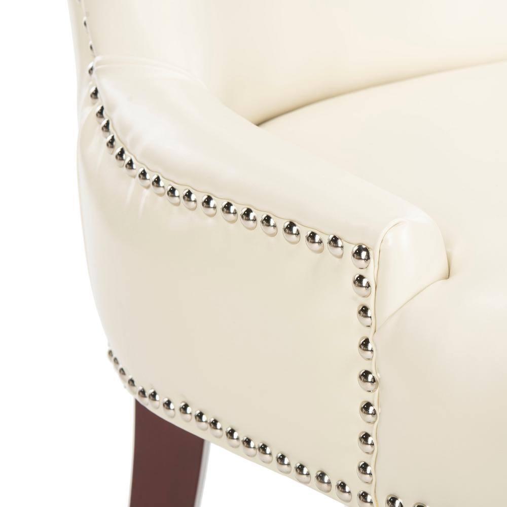 Becca 19''H Dining Chair with Silver Nail Heads - Cream/Leather - Safavieh