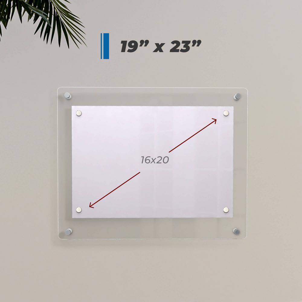 Acrylic Floating Frame 19x23, for Photo up to 16x20 inches - Gold Wall mount standoffs with Magnets