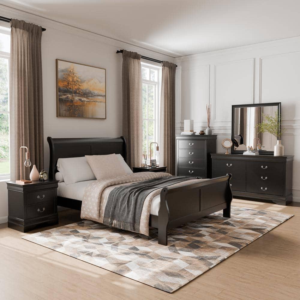Furniture of America Toni Wood 6-Drawer Dresser with Mirror in Black
