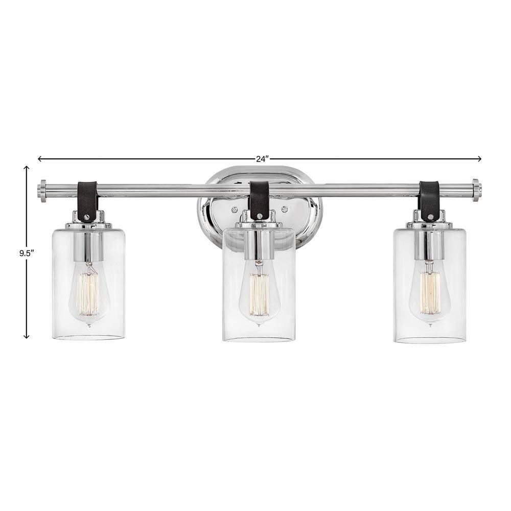 Halstead Chrome 3-Light Vanity with Clear Glass Shades