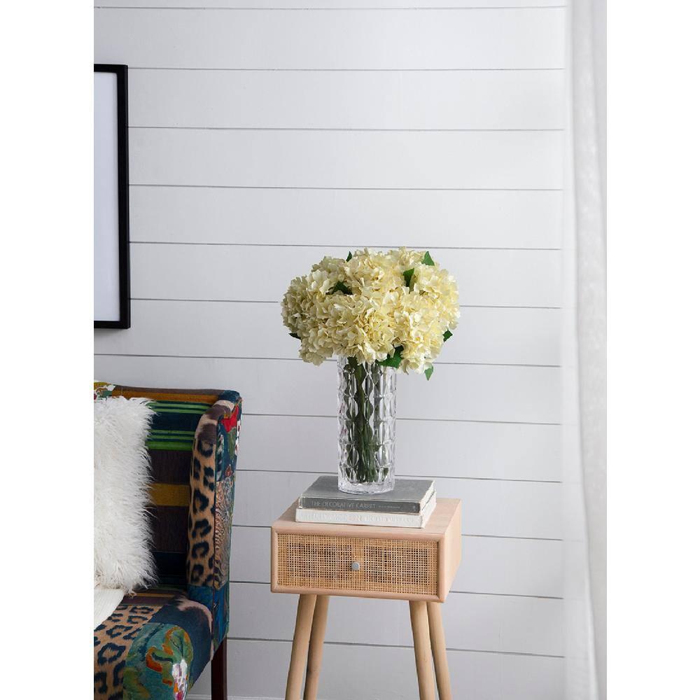 34" Almost-Real Hydrangea with Leaves - Set of 12 - Cream (Set of 12)