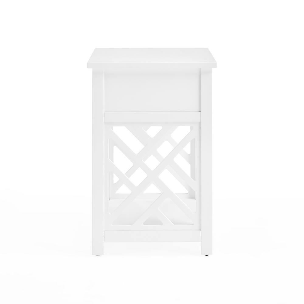 Alaterre Coventry Wood End Table with Drawer and Shelf, White