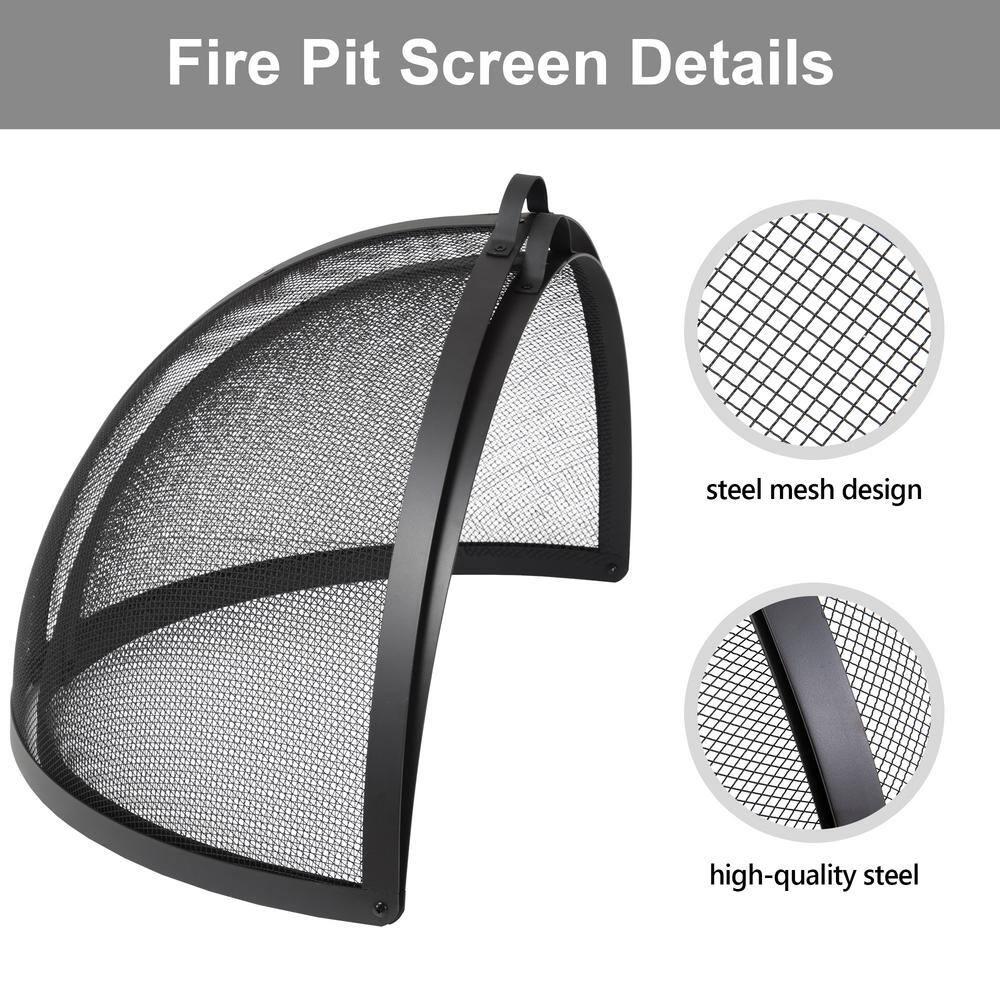 SUNCREAT Heavy-Duty Fire Pit Screen, Steel Mesh Round Spark Screen with Handle, 36 inch