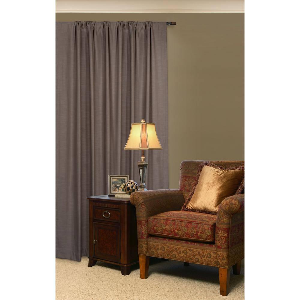 36"-66" Decorative Drapery Curtain Rod with Maple Wood Cylinder Finials Matte Black - Lumi Home Furnishings: Adjustable Drapery Hardware