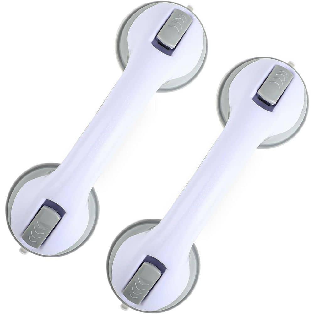 Grab Bars for Bathtubs and Showers, Zynuhmo 2 Pack 12 Inch Suction Safety Grab Bars for Senior and Elderly Assist Support Suction Cup Removable Handrails for Shower Chair No Drilling No Tools(Gray)