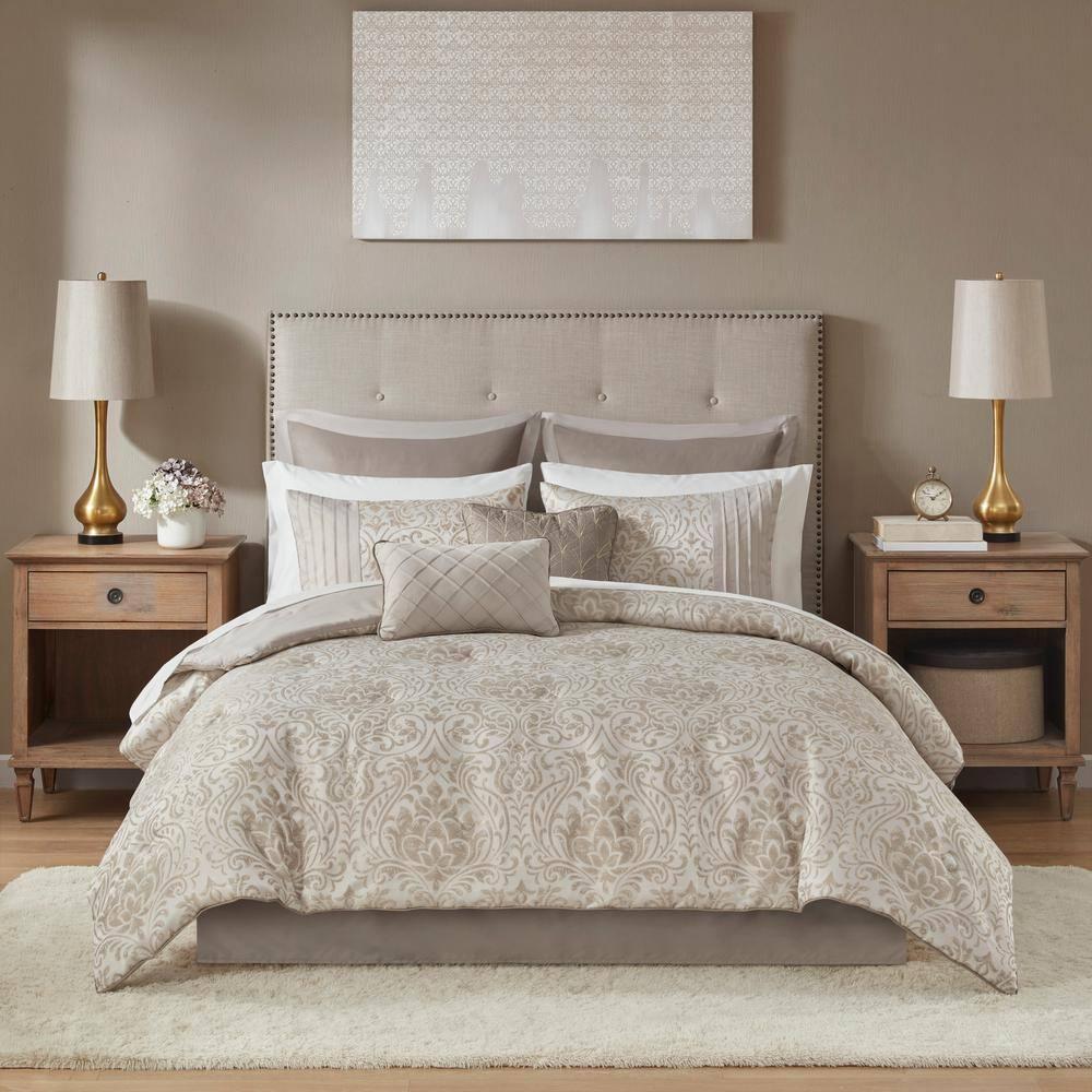 Madison Park Emilia 12 Piece Jacquard Comforter Set with Bed Sheets