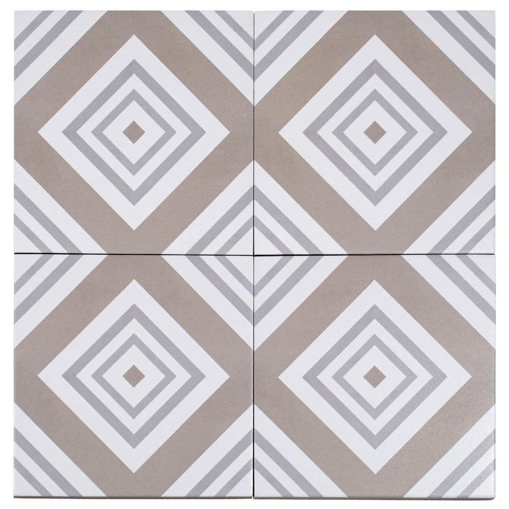 Bliss 8-in. Encaustic Spanish/Moroccan Patterned Matte Porcelain Wall & Floor Tile
