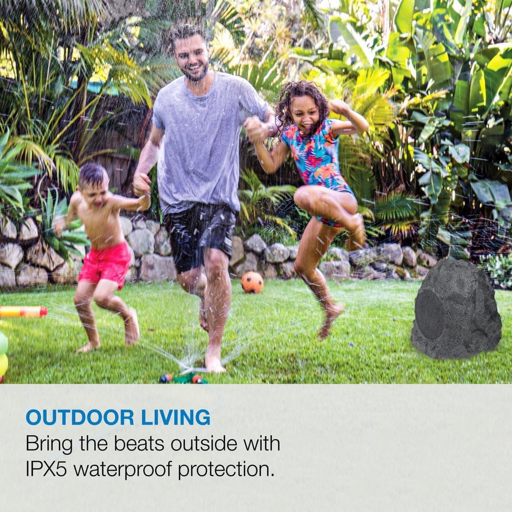 iLive ISBW422G Outdoor Bluetooth 20 Watts Power Rock Speakers with 2 USB charging cable, Gray