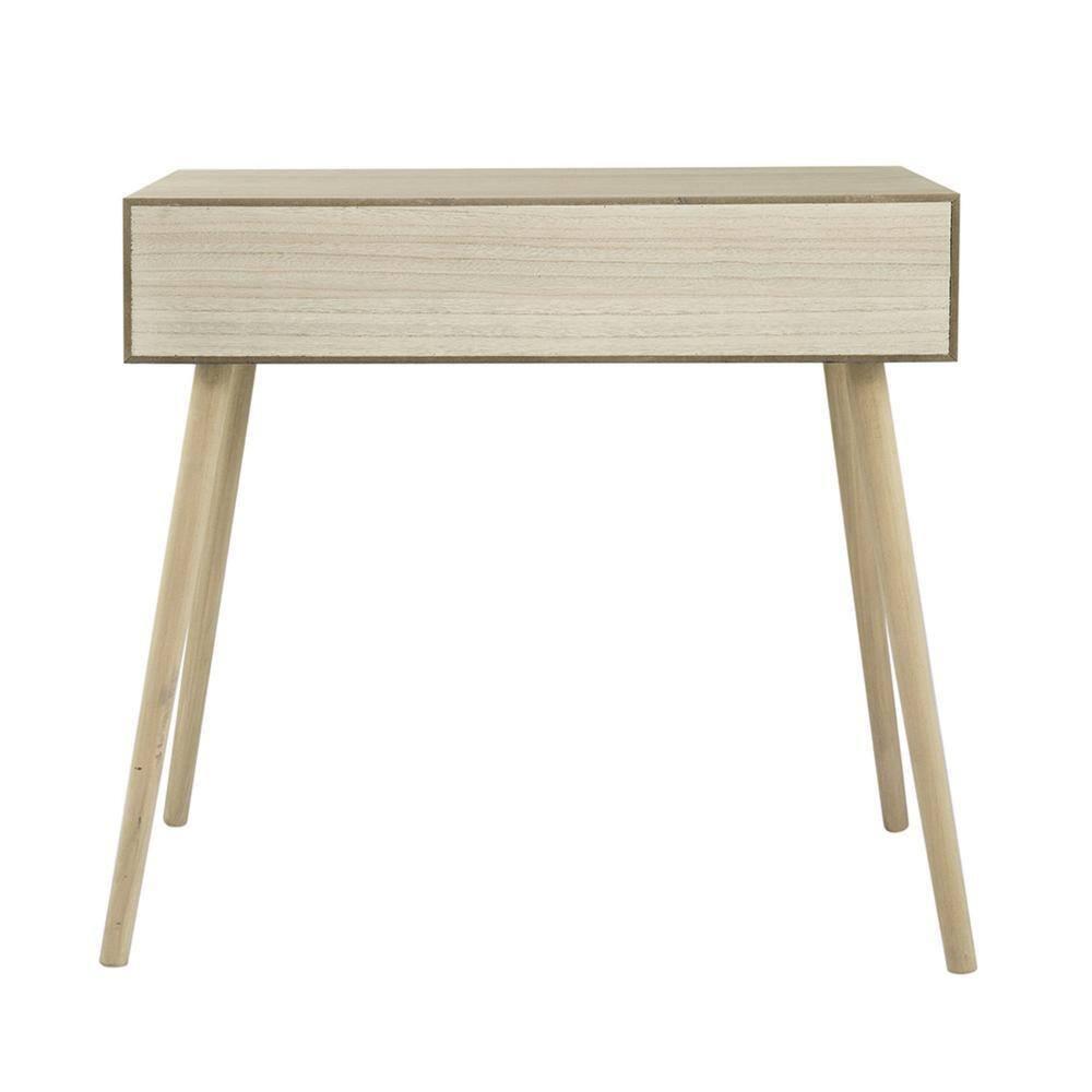 Pia 32 Inch Wood Console Table, 2 Drawers, Woven Rattan, Natural Brown - Saltoro Sherpi