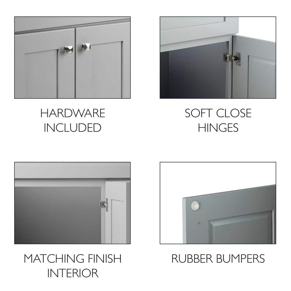 Design House Brookings 36 Inch Bathroom Vanity, Ready to Assemble, Solid Wood, Sherwin Williams – Design House, 587097