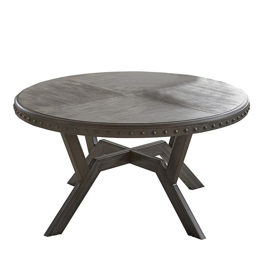 Steve Silver Alamo Indoor Industrial Wood and Nailhead 18" Height Round Coffee Table, Gray