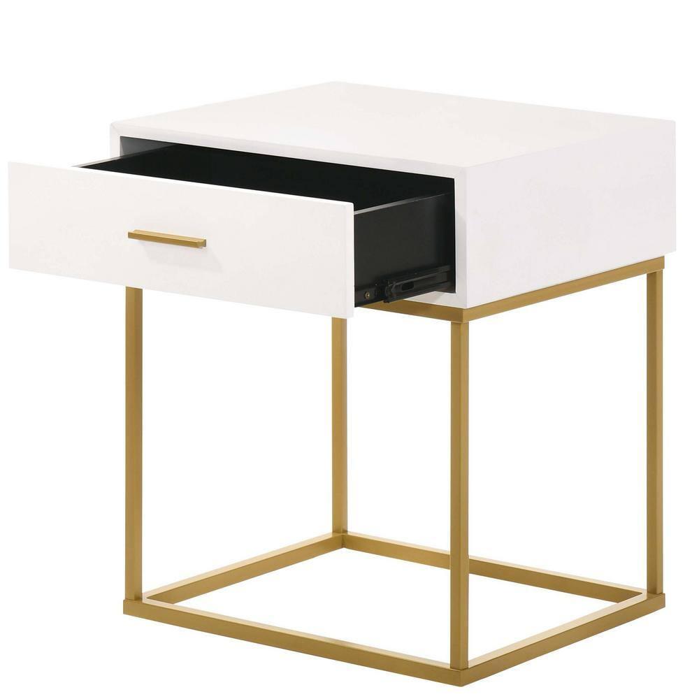 LuXeo LuXeo Catalina One Drawer Nightstand with Mustard Gold Legs