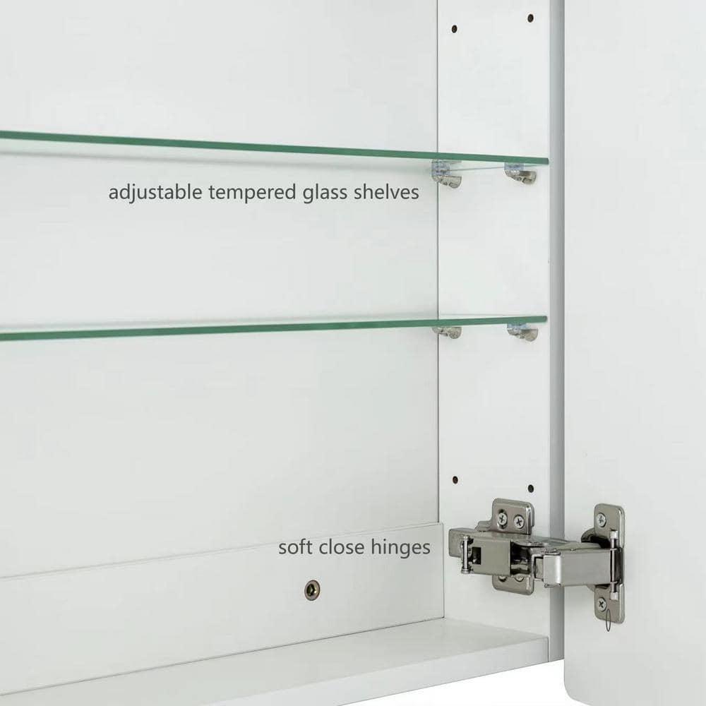 TEHOME 20 in. W x 30 in. H Rectangular Recess and Surface Mount Frameless Medicine Cabinet with Mirror