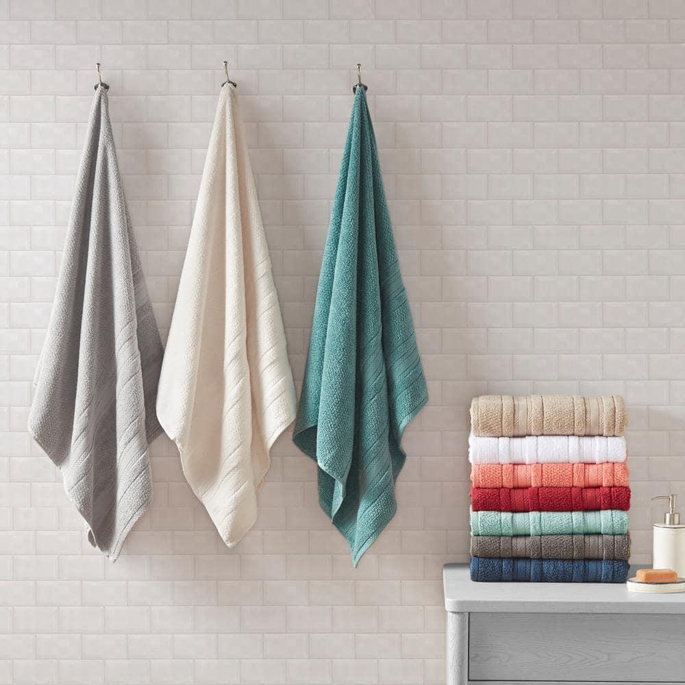 6pc Roman Super Soft Cotton Bath Towel Set Silver: Madison Park, Lightweight Terry, OEKO-TEX Certified