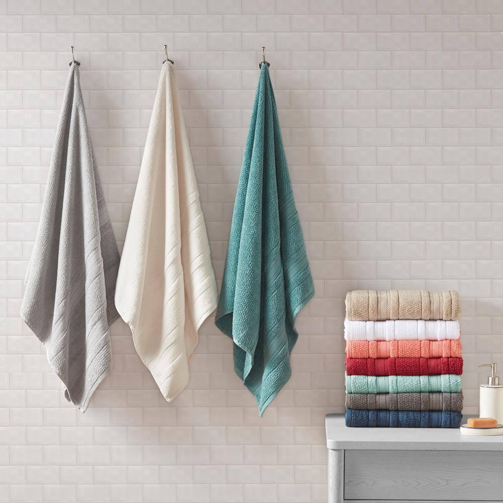 6pc Roman Super Soft Cotton Bath Towel Set Silver: Madison Park, Lightweight Terry, OEKO-TEX Certified