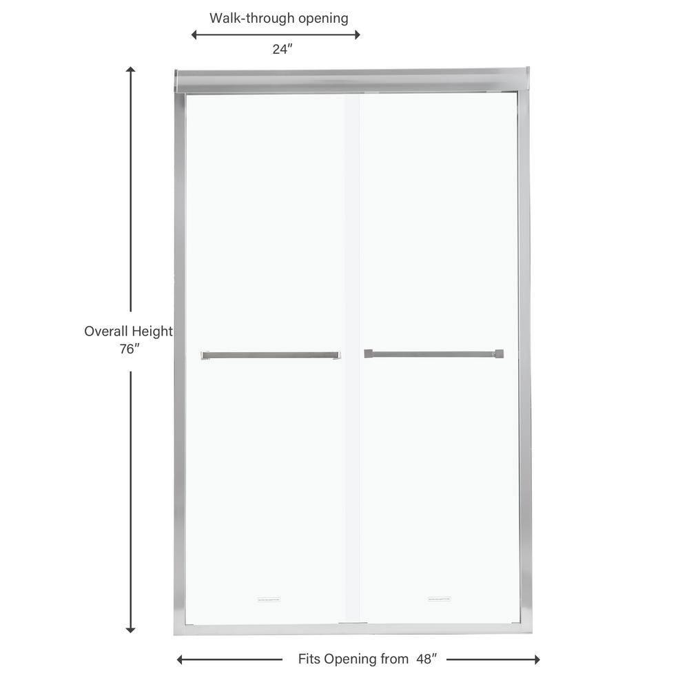 Shower Door 48" W X 76"H Semi-Frameless Bypass Sliding Shower Enclosure