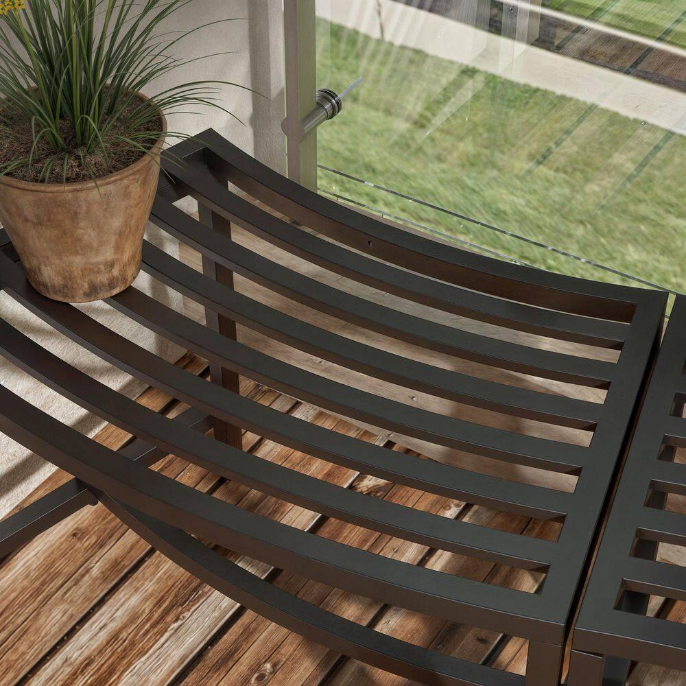 Metal Curved Fire Pit Bench Set of 4, Coated Black Metal Outdoor Stool Bench, Outdoor Fire Pit Seating, Steel Backless