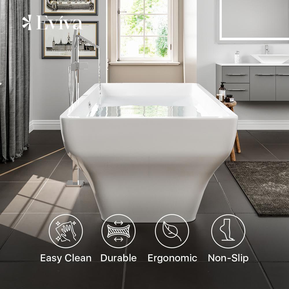 Eviva 59'' x 29'' Freestanding Soaking Acrylic Bathtub EVTB1015-60WH